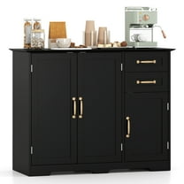 Gymax 40'' Sideboard Buffet Cabinet Modern Kitchen Storage Organizer w/ 2 Drawers Black