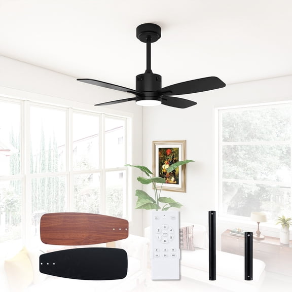 Gymax 42'' Ceiling Fan w/ Light & Remote 3CCT LED w/ Memory & 4H Timer Black