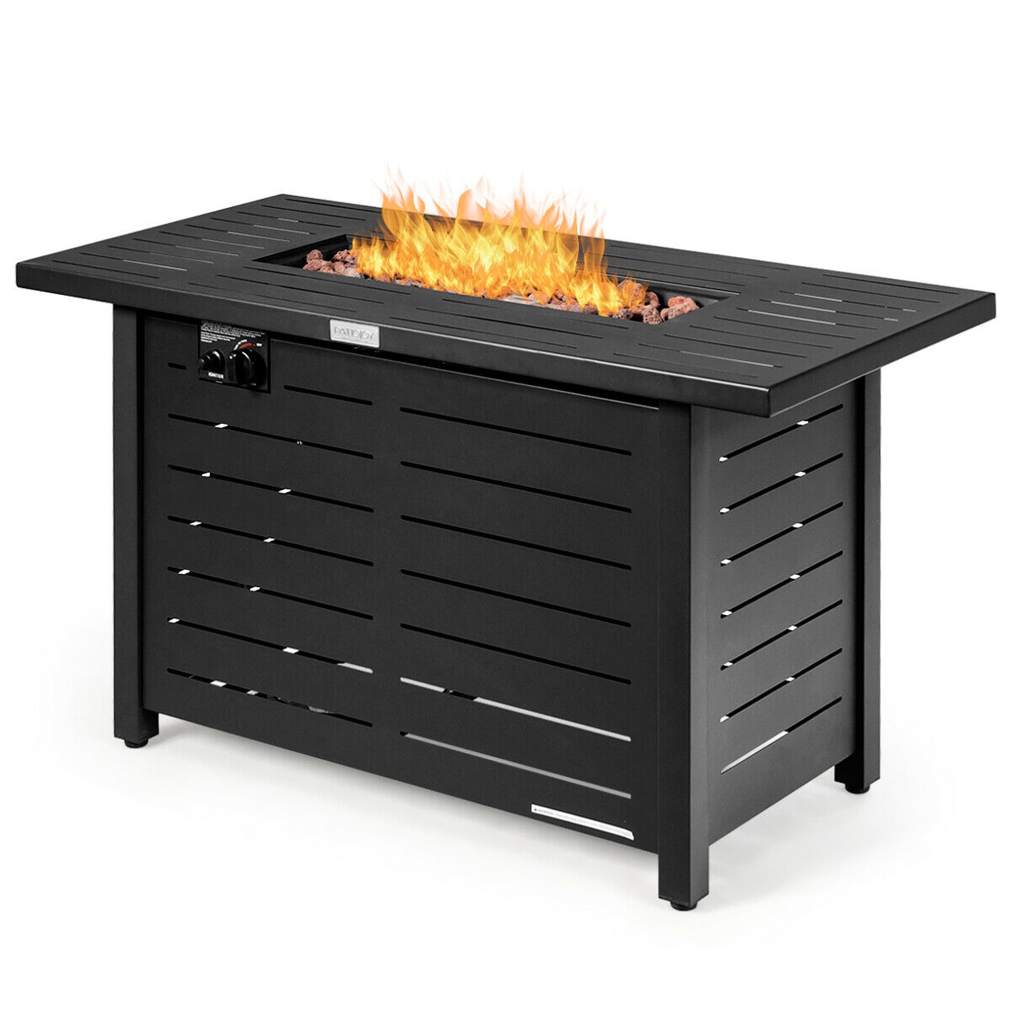 Gymax 42'' Rectangular Propane Gas Fire Pit 60,000 Btu Heater Outdoor Table W/ Cover