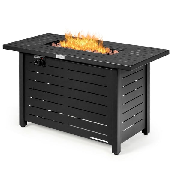 Gymax 42'' Rectangular Propane Gas Fire Pit 60,000 Btu Heater Outdoor Table W/ Cover