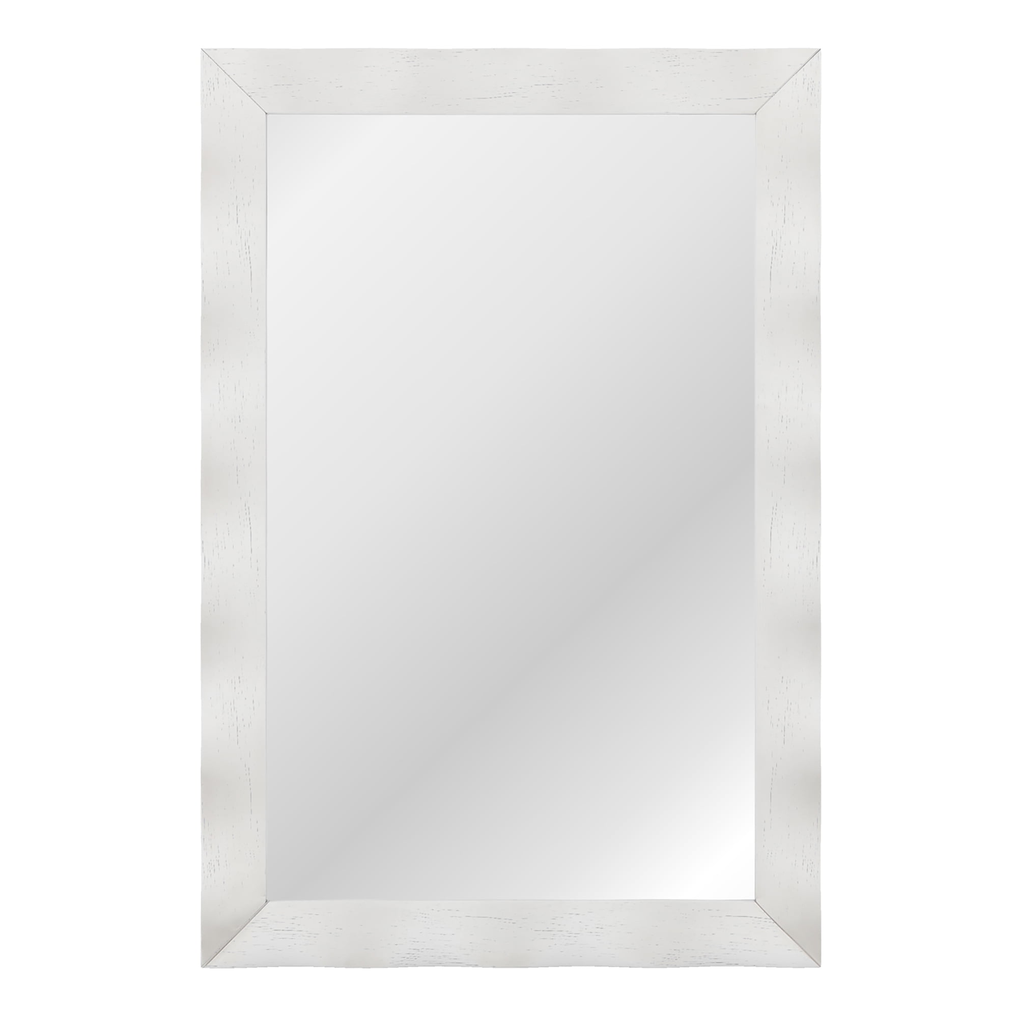 Gymax 42'' x 28'' Farmhouse Wall Mirror w/Solid Wood Frame Rubber Wood Rustic Style White