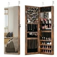 thumbnail image 1 of Gymax 43.5'' Jewelry Mirror Cabinet w/ Full-length Mirror & Interior Makeup Mirror Rustic Brown, 1 of 10