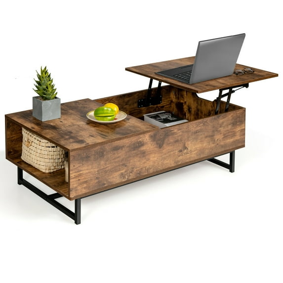 Gymax 43'' Lift Top CoffeeTable W/ Storage Compartment & Metal Frame Coffee