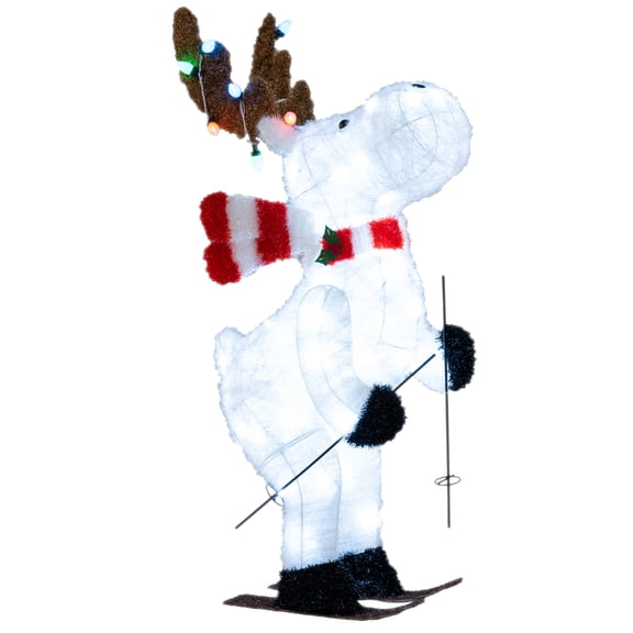 Gymax 44'' Animated Christmas Reindeer w/12 Colorful Lights & 98 Cold White LEDs Multi-color