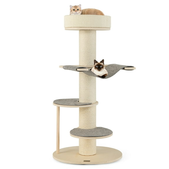 Gymax 47'' Cat Tree for Indoor Cats w/ Thickened Sisal Scratching Posts 2 Platforms
