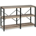 thumbnail image 1 of Gymax 47'' Console Table 3 Tier Industrial Sofa Table Metal Frame Gray Oak, 1 of 10
