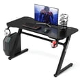 thumbnail image 1 of Gymax 47'' Gaming Desk Z-Shaped Computer Office Table w/ Gaming Handle Rack Black, 1 of 10