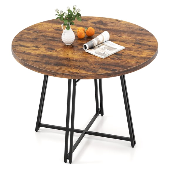Gymax 47 Inch Dining Table w/8 Metal Supporting Legs & Cross Base for Dining Room