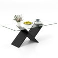 thumbnail image 1 of Gymax 47'' Rectangle Glass Coffee Table w/ Tempered Glass Tabletop & Geometric, 1 of 10
