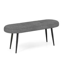 Gymax 47'' Upholstered Entryway Bench w/ Padded Seat & Heavy-duty Metal Frame Grey