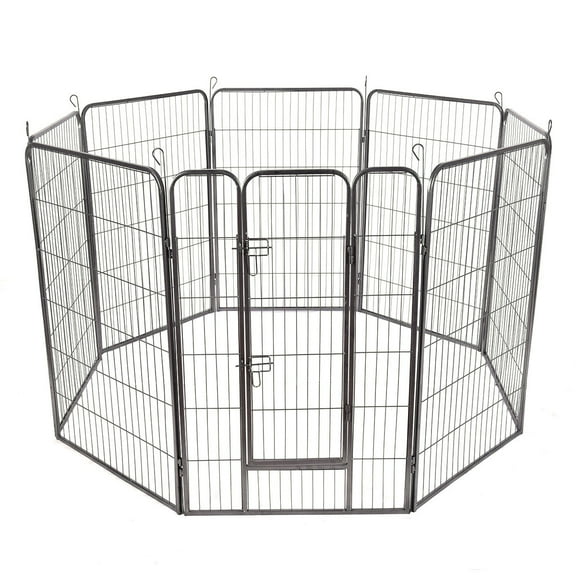 Gymax 48'' 8 Panel Pet Puppy Dog Playpen Door Exercise Kennel Fence Metal