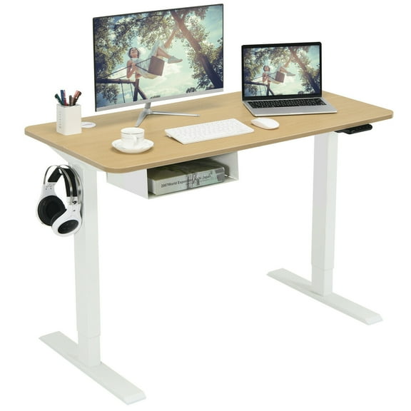 Gymax 48'' Electric Standing Desk Height Adjustable w/ Control Panel & USB Port Natural
