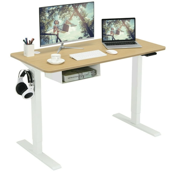 Gymax 48'' Electric Standing Desk Height Adjustable w/ Control Panel & USB Port Natural