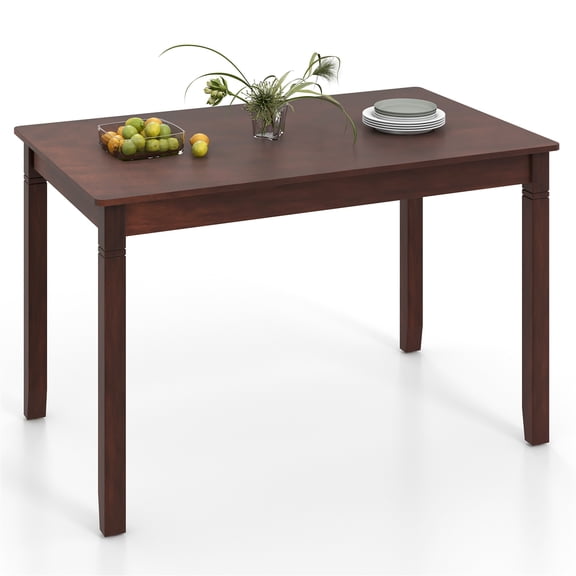 Gymax 48'' Wooden Dining Table for 4 People w/ Rubber Wood Legs Rectangular Table Cherry