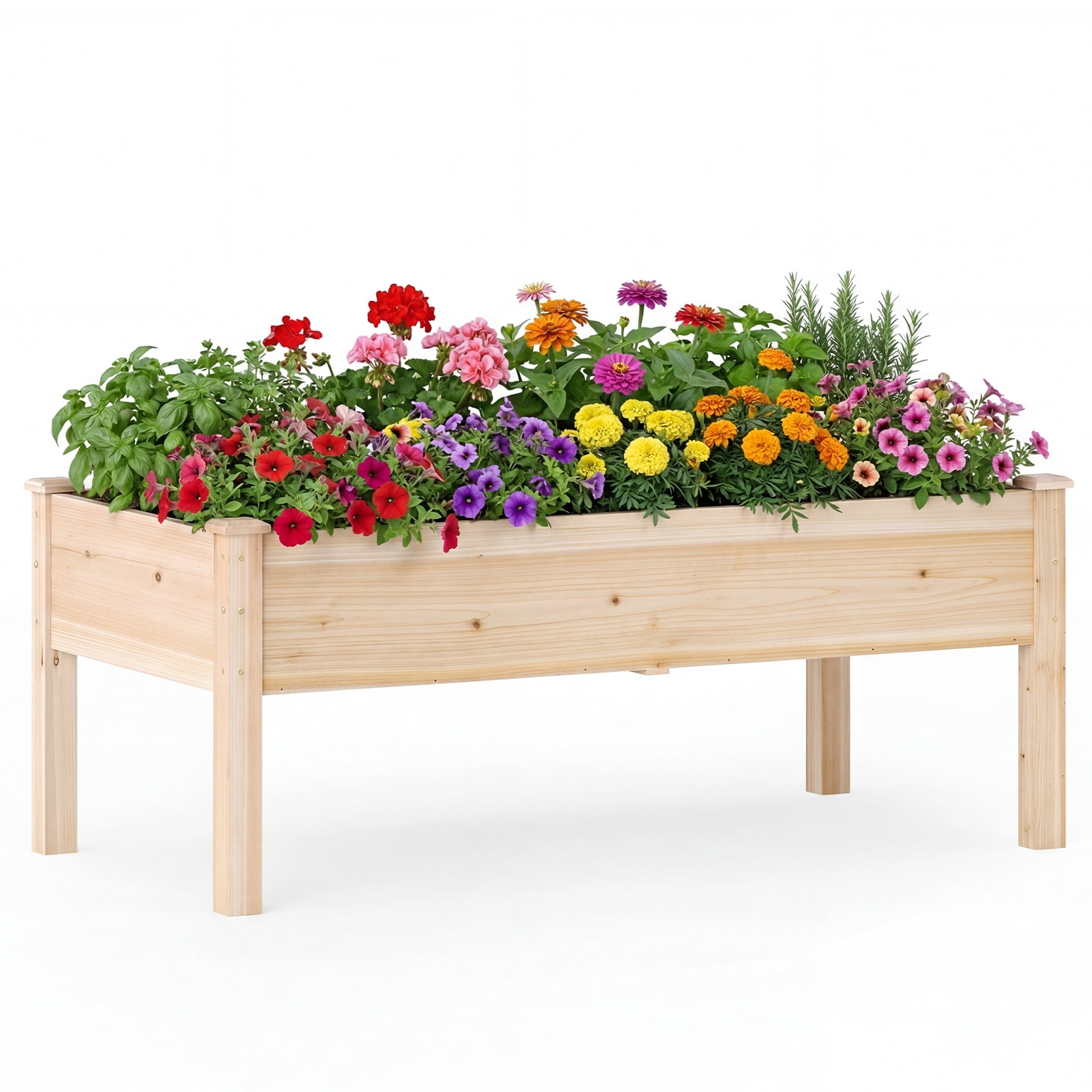 Gymax 48'' x 24'' x 19'' Wooden Raised Garden Bed w/Legs for Vegetables Flowers Herbs