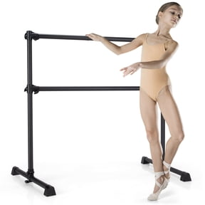 Gymax 4FT Portable Double Freestanding Ballet Barre Dancing Stretching Black