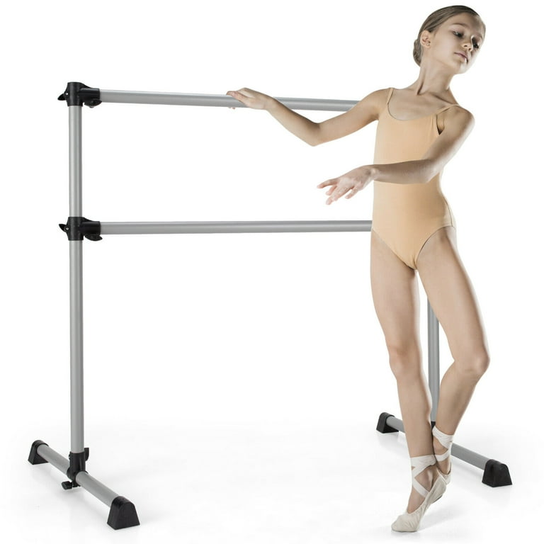 Gymax 4FT Portable Double Freestanding Ballet Barre Dancing