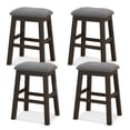 thumbnail image 1 of Gymax 4PCS 24.5'' Upholstered Saddle Bar Stools Dining Chairs w/ Wooden Legs Gray, 1 of 5