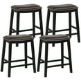 thumbnail image 1 of Gymax 4PCS 26'' Upholstered Counter Height Bar Stool PVC Leather Saddle Stool Brown + Black, 1 of 10