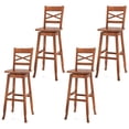 thumbnail image 1 of Gymax 4PCS 30'' Bar Height Stool Swivel Bar Stool Rubber Wood w/ Inclined Backrest, 1 of 4