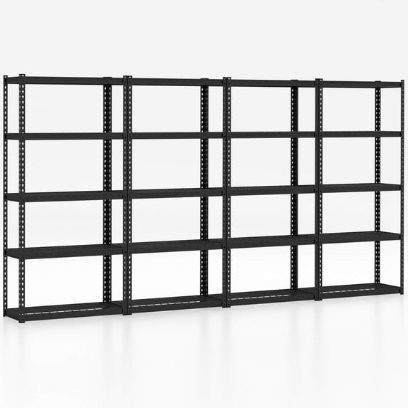 Gymax 4PCS 5-Tier Storage Shelf Heavy Duty Storage Utility Rack Shelf w/Anti-tipping Device