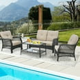 thumbnail image 1 of Gymax 4PCS Cushioned Patio Conversation Set Outdoor Rattan Furniture Set, 1 of 7