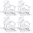 thumbnail image 1 of Gymax 4PCS Kid Adirondack Rocking Chair Outdoor Solid Wood Slatted seat Backrest White, 1 of 9