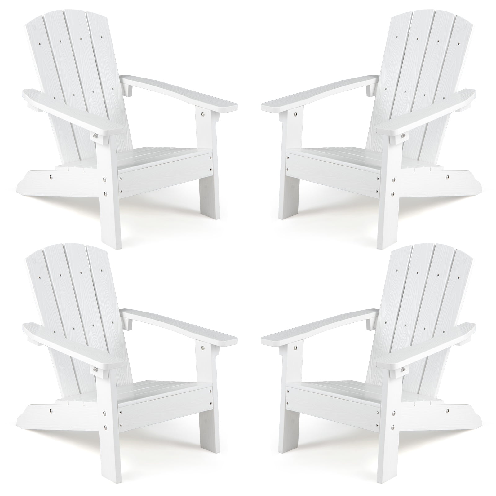 Gymax 4PCS Kid's Adirondack Chair All-Weather HIPS Toddler Lawn Chair w/ Ergonomic Design White