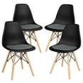 thumbnail image 1 of Gymax 4PCS Mid Century Modern DSW Chair Dining Chair Furniture W/ Linen Cushion Black, 1 of 10