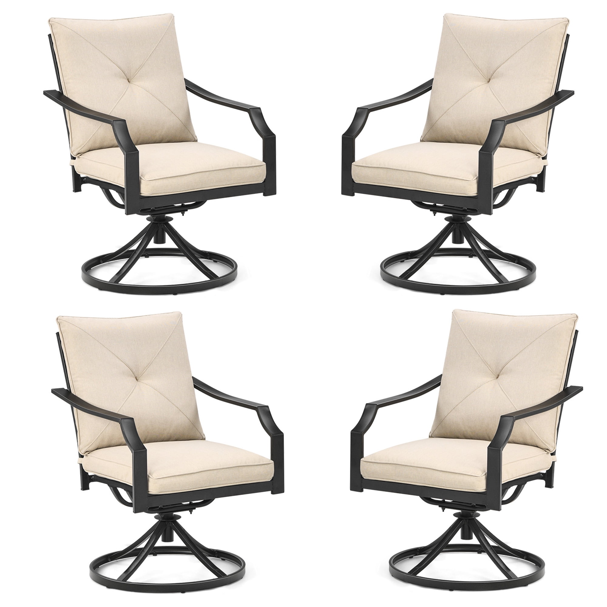 Gymax 4PCS Outdoor Swivel Chairs Patio Dining Chairs w/ Cushions