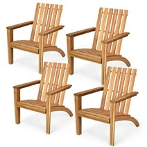 Gymax 4PCS Outdoor Wooden Adirondack Chair Patio Lounge Chair w/ Armrest Natural