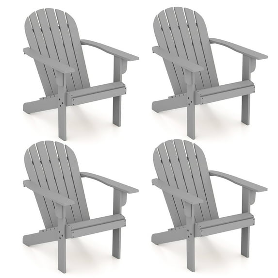 Gymax 4PCS Patio Adirondack Chair w/ Inclined Seat High Backrest & Wide Armrests Gray