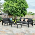 thumbnail image 1 of Gymax 4PCS Patio Conversation Furniture Set Outdoor Cushioned Sectional Sofa Set, 1 of 10