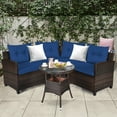 thumbnail image 1 of Gymax 4PCS Patio Furniture Set Outdoor Rattan Sectional Sofa Set w/ Navy Cushions, 1 of 10