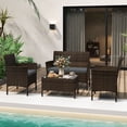 thumbnail image 1 of Gymax 4PCS Patio Rattan Conversation Furniture Set Outdoor w/ Gray Cushion, 1 of 9