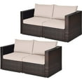 thumbnail image 1 of Gymax 4PCS Rattan Corner Sofa Set Patio Outdoor Furniture Set w/ Beige Cushions, 1 of 9