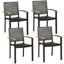 Gymax 4PCS Stackable Patio Wicker Dining Chair Rattan Armchair Outdoor Yard