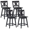 thumbnail image 1 of Gymax 4PCS Swivel Bar Stools w/ Footrest Counter Height Chairs for Home Black, 1 of 5