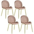 thumbnail image 1 of Gymax 4PCS Velvet Dining Chair Accent Leisure Chair Armless Side Chair Pink, 1 of 10