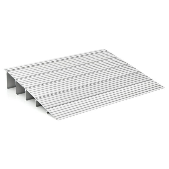 Gymax 5'' Door Threshold Ramp Aluminum Adjustable Rise Entry Ramp for Wheelchair