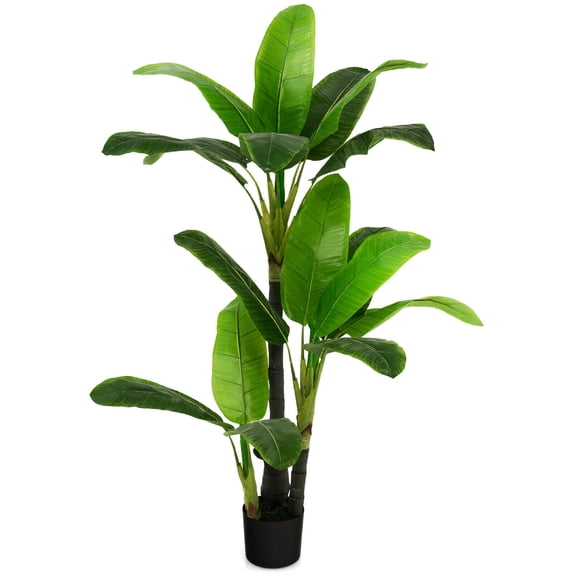 Gymax 5 FT Artificial Tree Fake Banana Plant Faux Tropical Tree for Indoor & Outdoor