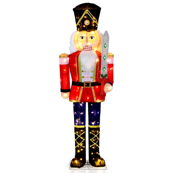 Gymax 5 FT Lighted Nutcracker Soldier Christmas Decoration w/Glitter Sword Outdoor