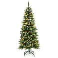 thumbnail image 1 of Gymax 5 FT Pre-lit Hinged Christmas Tree Artificial Pencil Xmas Tree w/ LED Lights, 1 of 10