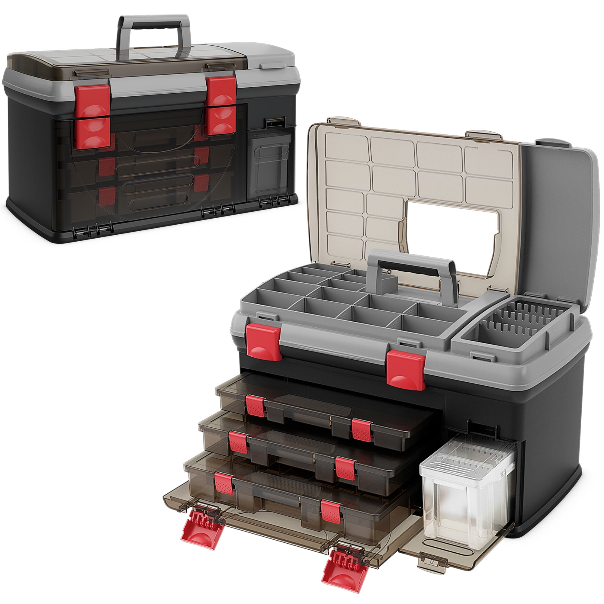 Gymax 5 Layers Fishing Tackle Box w/ Dividers \u0026 Top Storage 3 Removable Utility Boxes