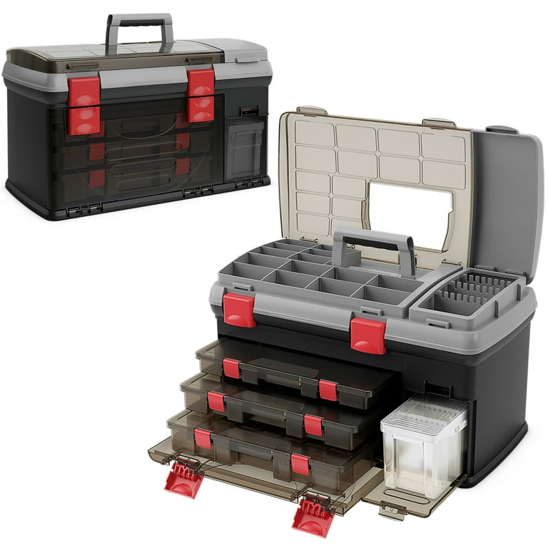 Gymax Plastic Fishing Tackle Box, 5 Layers Organizer With Dividers