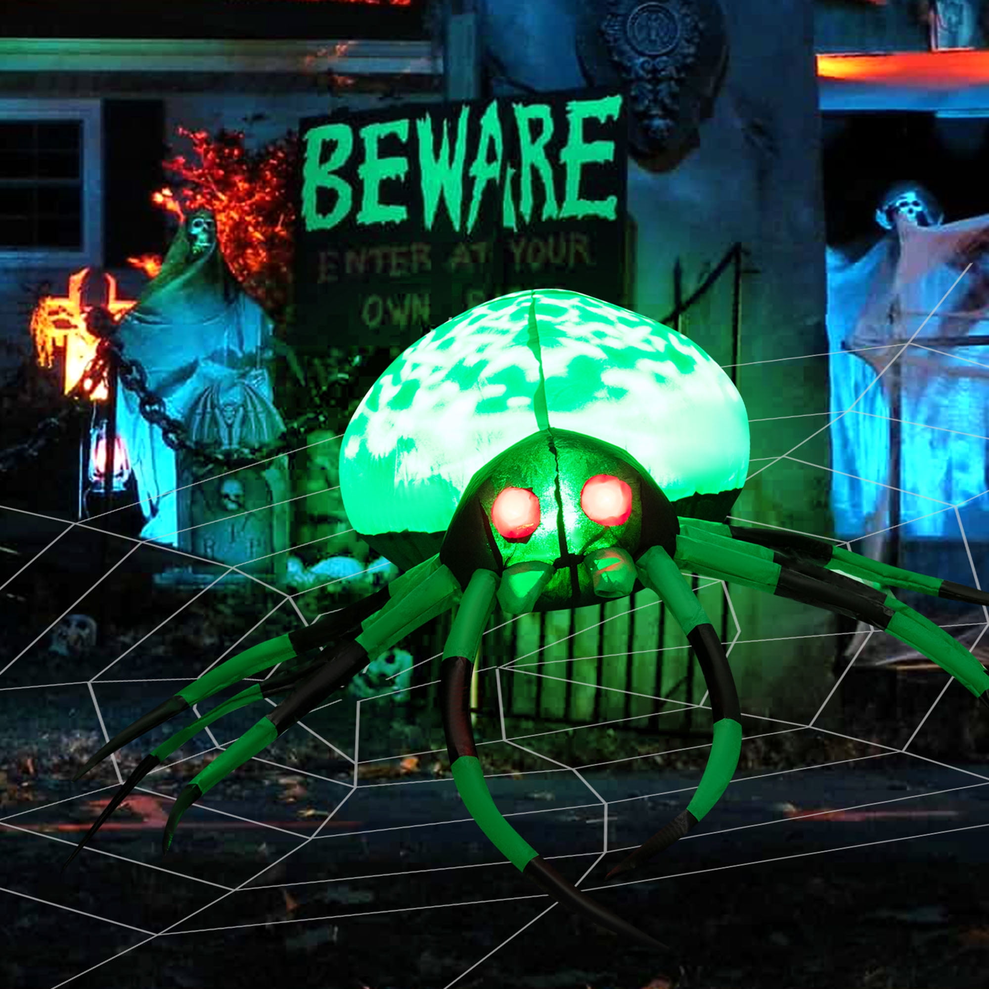 Gymax Outdoor Halloween Decorations: 5' Inflatable Spider