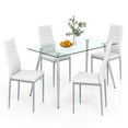 thumbnail image 1 of Gymax 5 PCS 51'' Rectangle Dining Set 0.3'' Thick Glass Table w/ 4 Padded Dining Chairs, 1 of 7