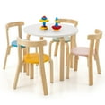 thumbnail image 1 of Gymax 5-Piece Kids Wooden Curved Back Activity Table & Chair Set w/Toy Bricks Assorted, 1 of 10