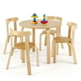 thumbnail image 1 of Gymax 5-Piece Kids Wooden Curved Back Activity Table & Chair Set w/Toy Bricks Natural, 1 of 10