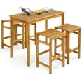 thumbnail image 1 of Gymax 5 Pieces Patio Acacia Wood Bar Set Outdoor Bar Height Table & Saddle Stool Chairs Set, 1 of 5